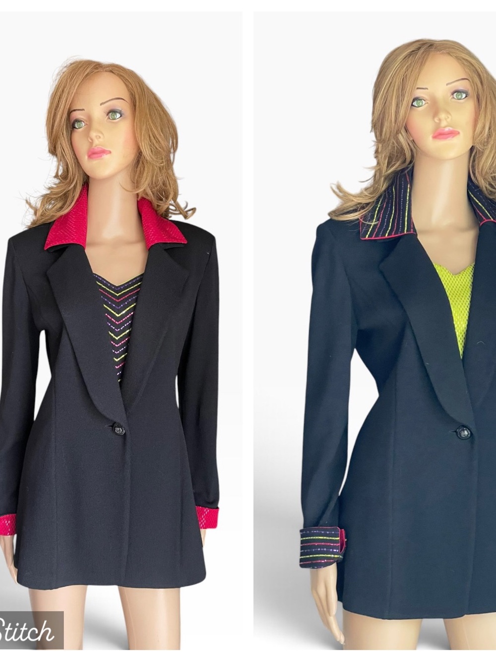 St John Evening black/pink/ green Knit Jacket size 6